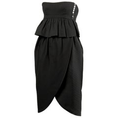Lanvin 1980s Vintage Strapless Little Black Dress with Peplum