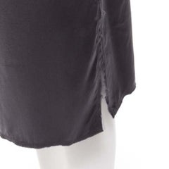 LANVIN 2004 100% seta grigio tessuto grezzo con bottoni gonna midi a vita bassa FR38 M