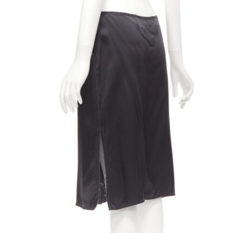 LANVIN 2004 100% seta grigio tessuto grezzo con bottoni gonna midi a vita bassa  FR38 M in vendita 1