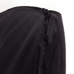 LANVIN 2004 Falda midi de cintura baja con botones y tejido de borde crudo 100% seda  FR38 M