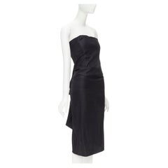 LANVIN 2004 Alber Elbaz black draped back boned corset strapless dress  FR36 XS