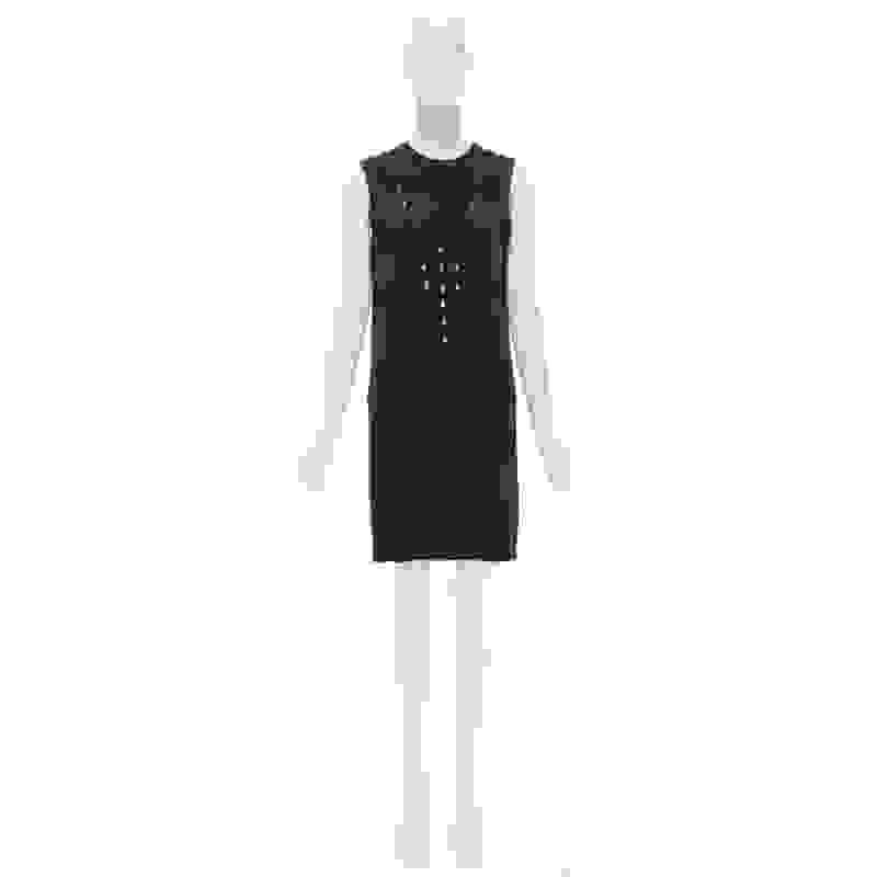 LANVIN 2004 Alber Elbaz, tubino in lana marrone e nero impreziosito da gioielli FR38 S in vendita 7