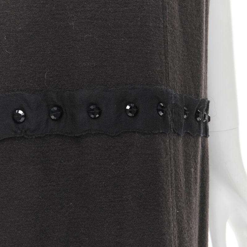 LANVIN 2004 Alber Elbaz, tubino in lana marrone e nero impreziosito da gioielli FR38 S in vendita 3