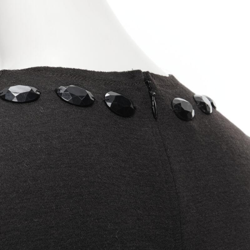 LANVIN 2004 Alber Elbaz, tubino in lana marrone e nero impreziosito da gioielli FR38 S in vendita 4