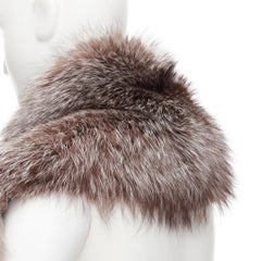 LANVIN 2004 Alber Elbaz fox fur detachable navy blue tie shawl scarf collar