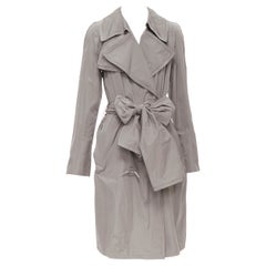 LANVIN 2004 Alber Elbaz grey bow tie belt double breasted trench coat FR36 S