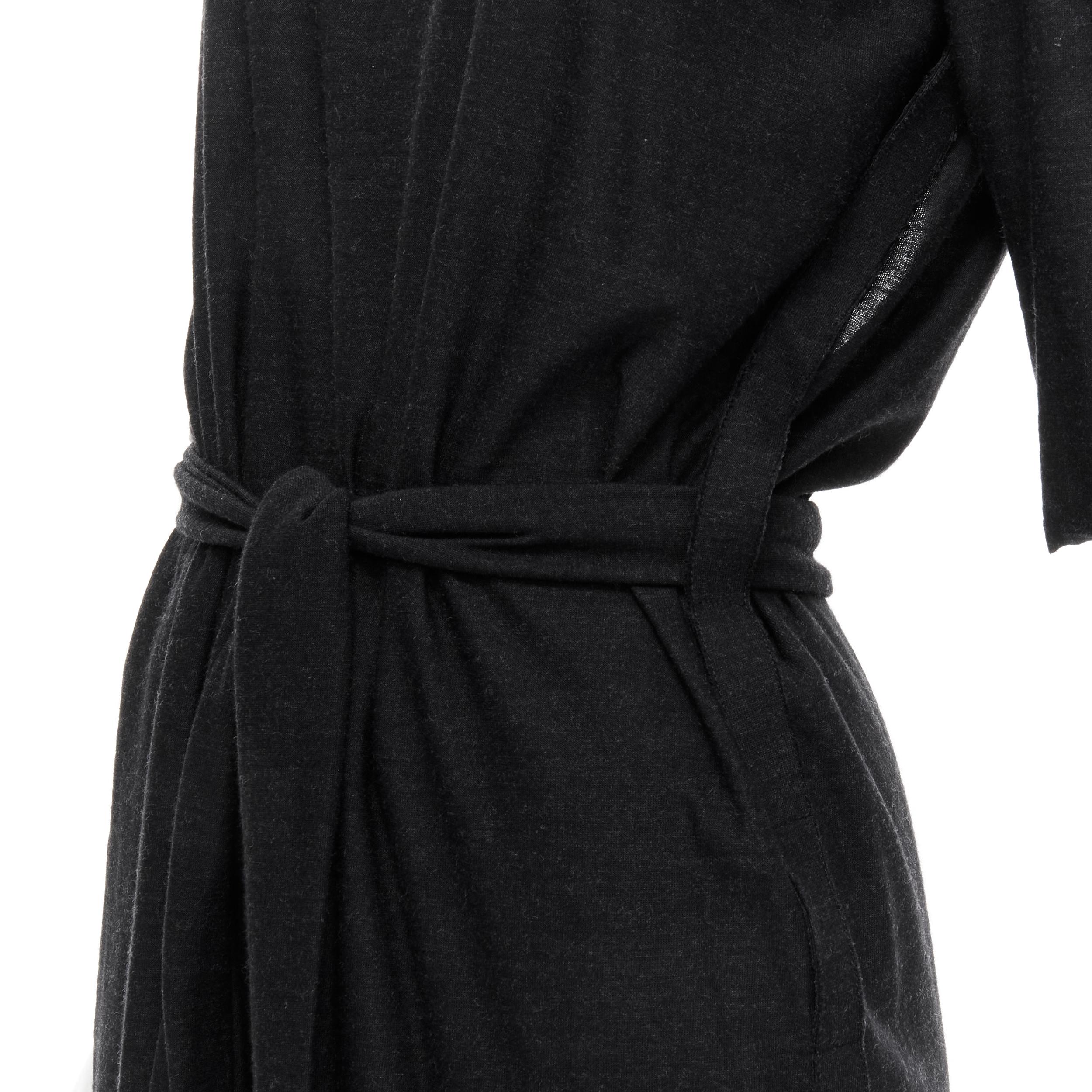 LANVIN 2004 Alber Elbaz Graues Kleid mit Gürtel aus Wolle mit offenem Rückenausschnitt FR40 M im Angebot 5
