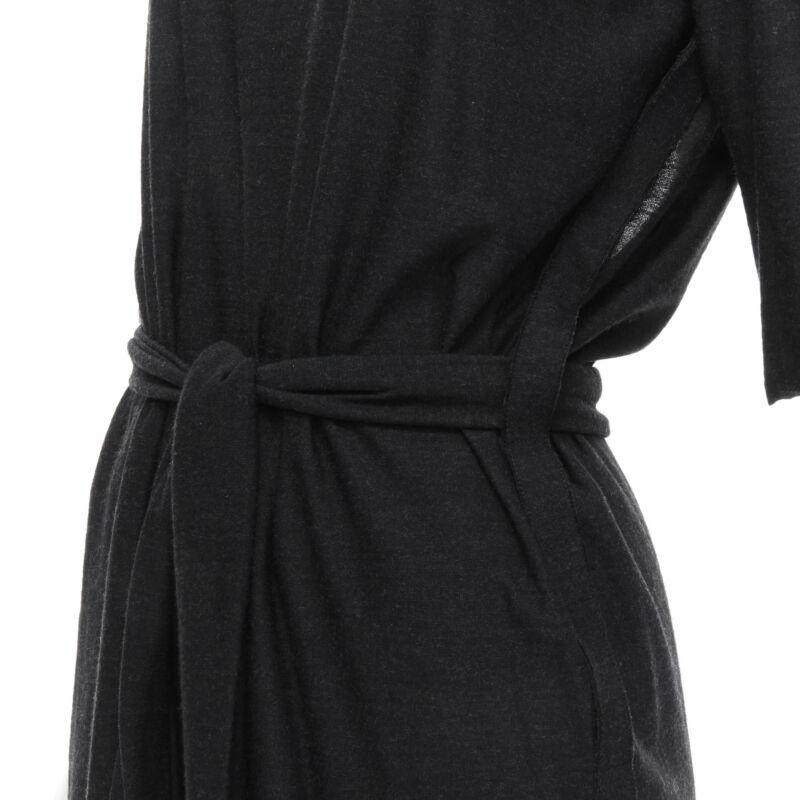 LANVIN 2004 Alber Elbaz vestido con cinturón de lana gris y lazo de seda FR40 M 5