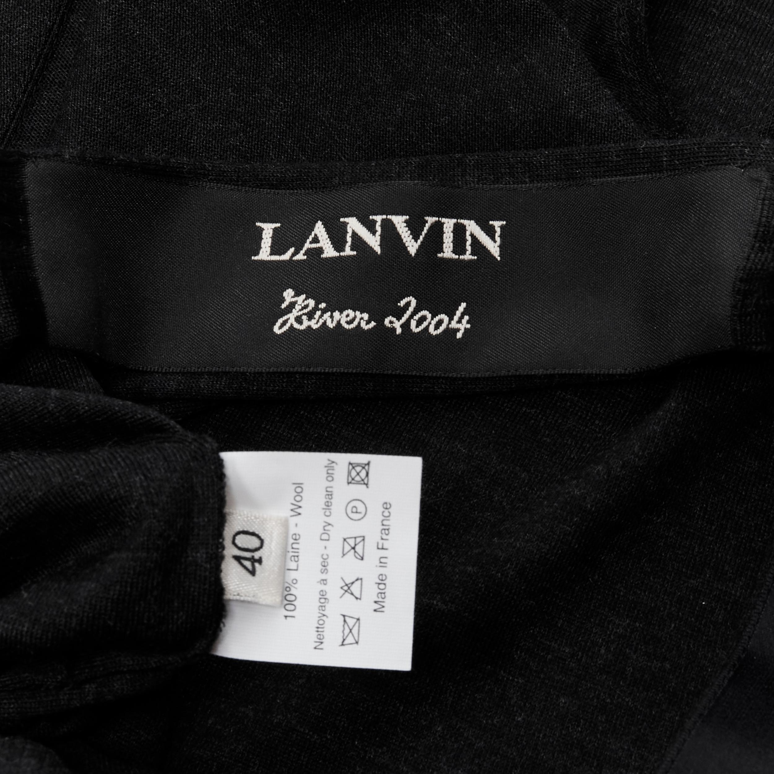 LANVIN 2004 Alber Elbaz silk bow open back grey wool belted dress FR40 M For Sale 6