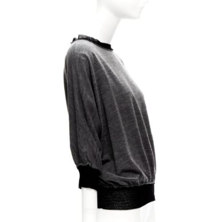 LANVIN 2005 - Pull bateau gris à bordure en maille de laine et cachemire FR38 M Excellent état - En vente à Hong Kong, NT