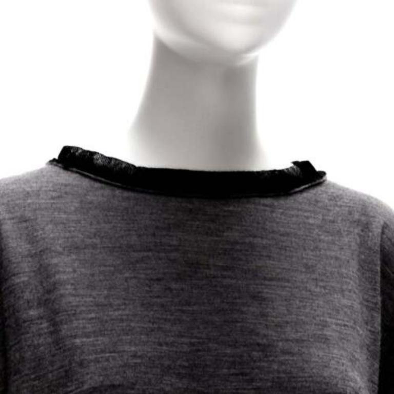 LANVIN 2005 - Pull bateau gris à bordure en maille de laine et cachemire FR38 M en vente 2