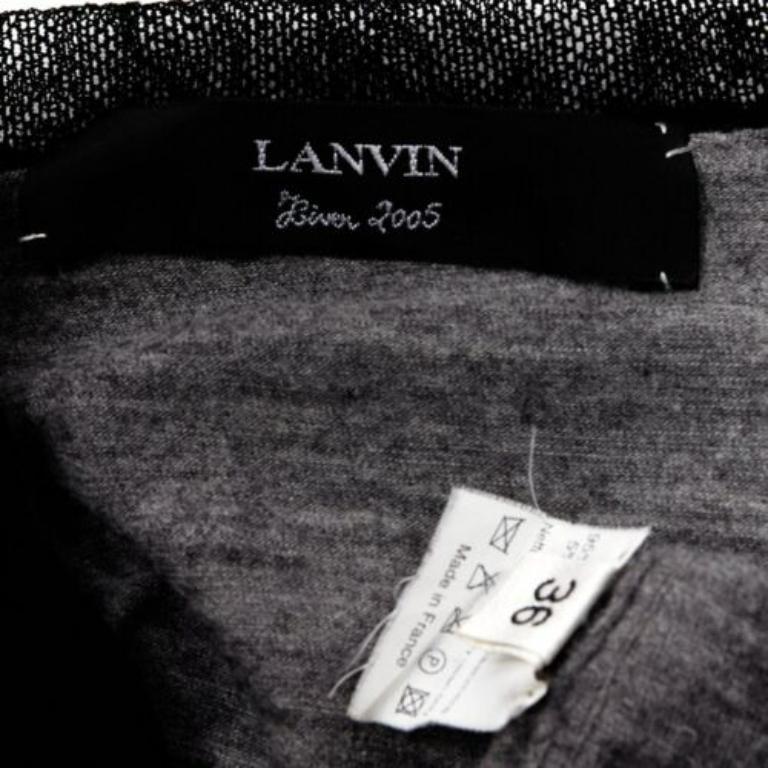 LANVIN 2005 - Pull bateau gris à bordure en maille de laine et cachemire FR38 M en vente 3