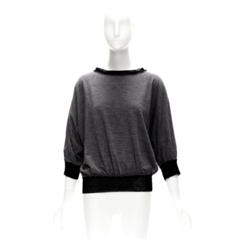 LANVIN 2005 - Pull bateau gris à bordure en maille de laine et cachemire FR38 M en vente 4