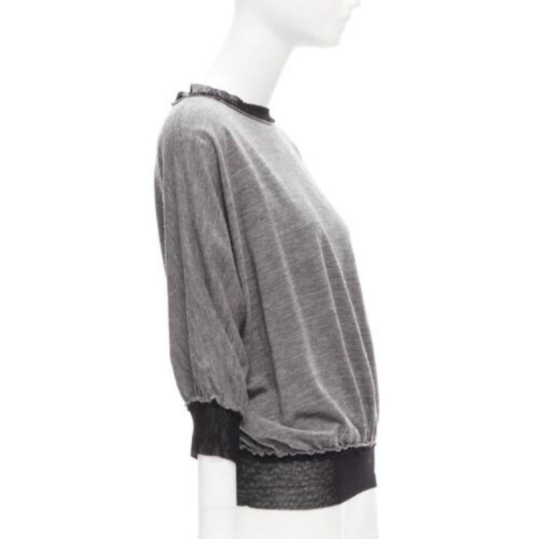 LANVIN 2005 - Pull battant gris clair à bordure en maille de laine et cachemire FR36 S Excellent état - En vente à Hong Kong, NT