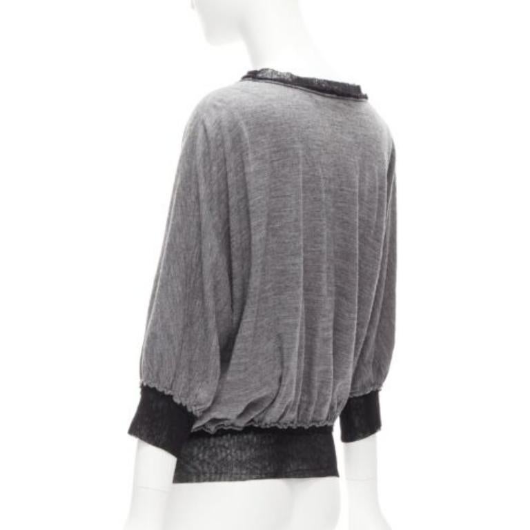 LANVIN 2005 - Pull battant gris clair à bordure en maille de laine et cachemire FR36 S en vente 1
