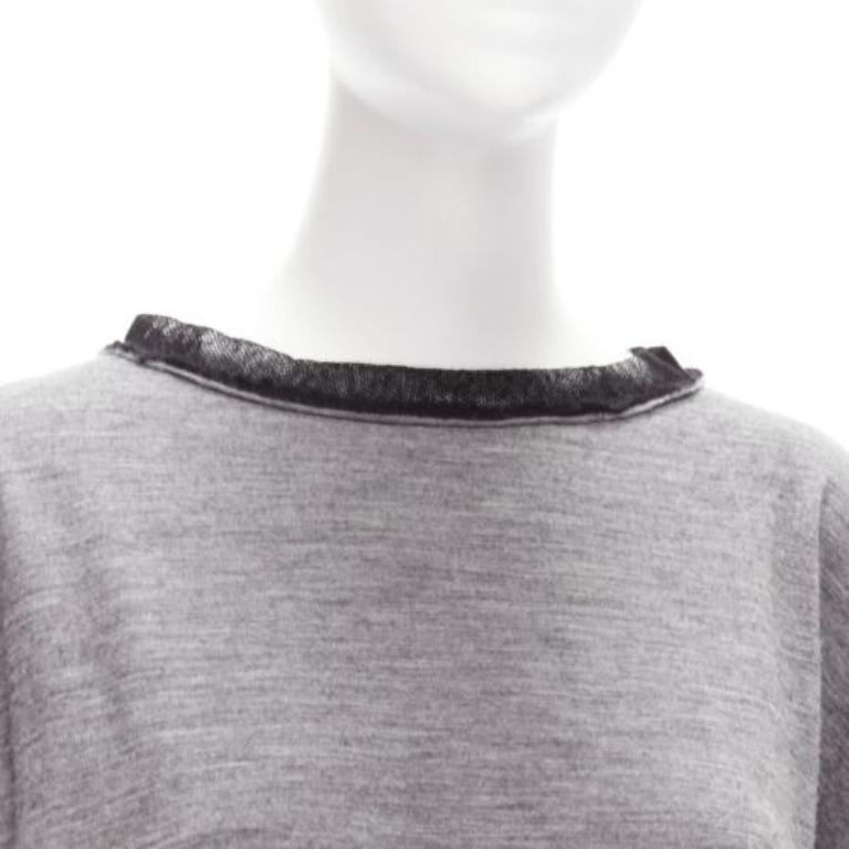 LANVIN 2005 - Pull battant gris clair à bordure en maille de laine et cachemire FR36 S en vente 2
