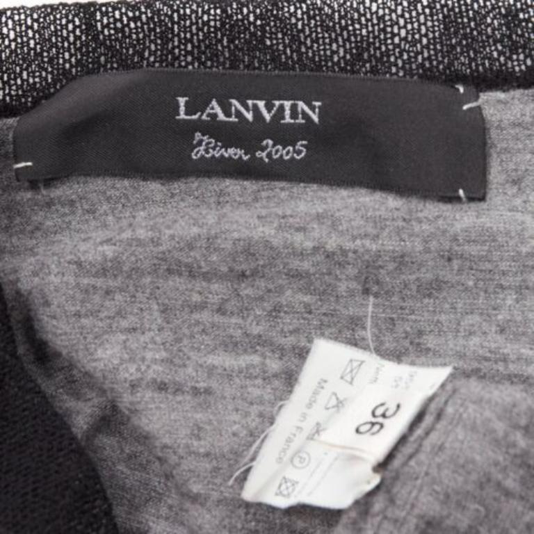 LANVIN 2005 - Pull battant gris clair à bordure en maille de laine et cachemire FR36 S en vente 3