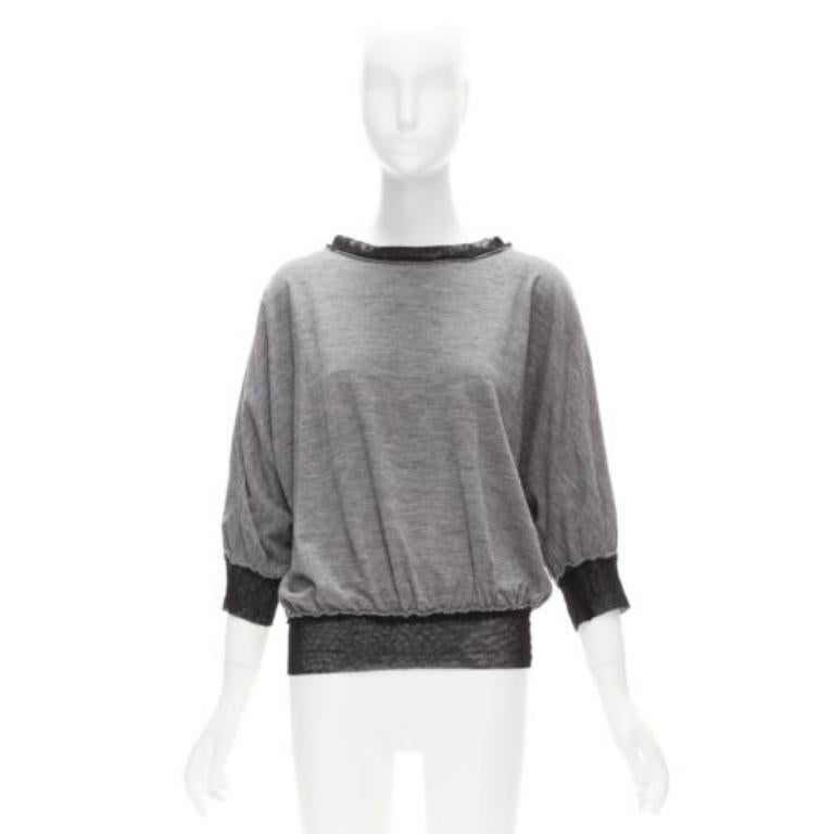 LANVIN 2005 - Pull battant gris clair à bordure en maille de laine et cachemire FR36 S en vente 4
