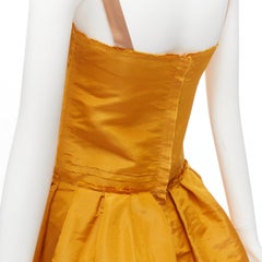 LANVIN 2005 sunset orange silk taffeta ribbon straps flare cocktail dress FR36 S