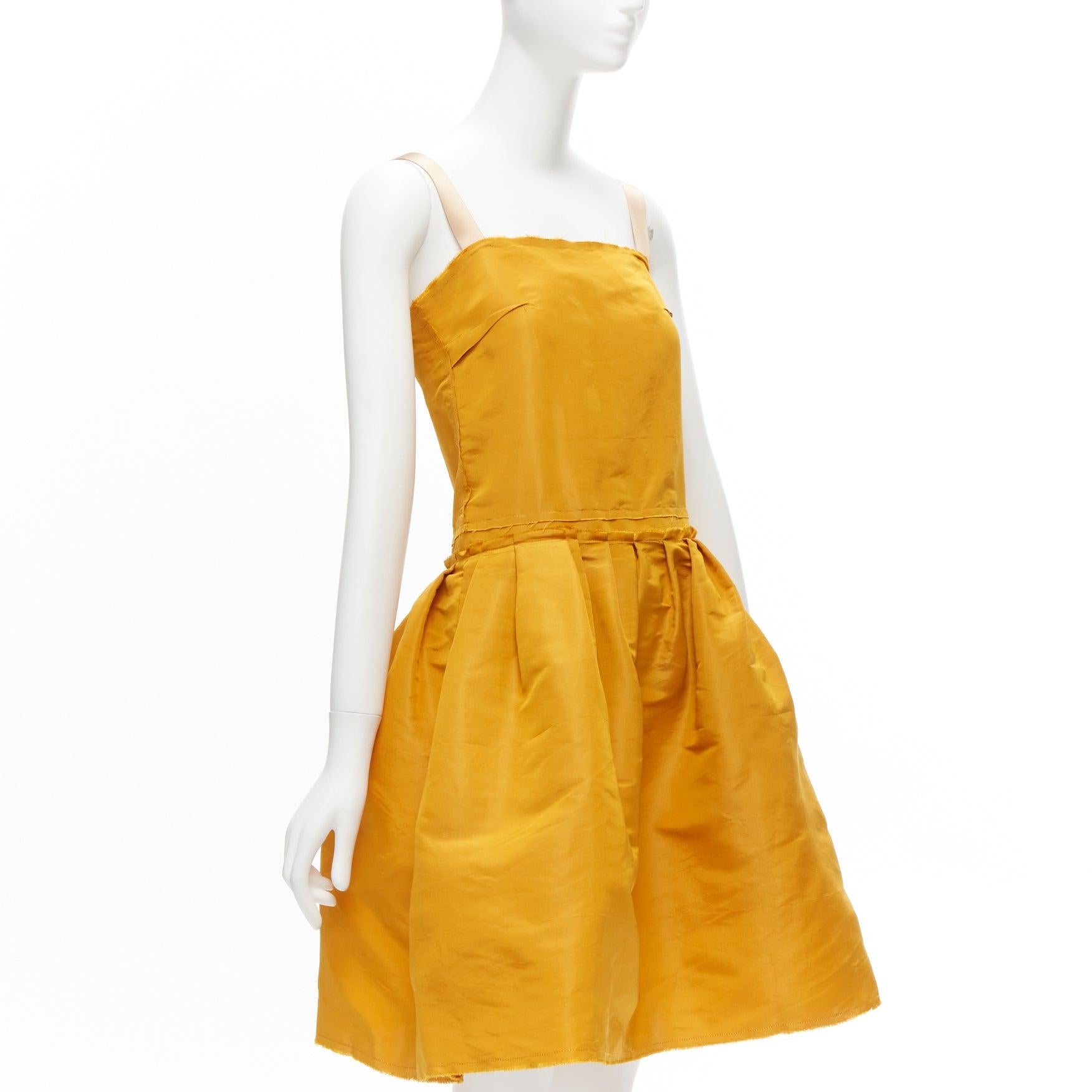 LANVIN 2005 sunset orange silk taffeta ribbon straps flare cocktail dress FR36 S In Excellent Condition For Sale In Hong Kong, NT