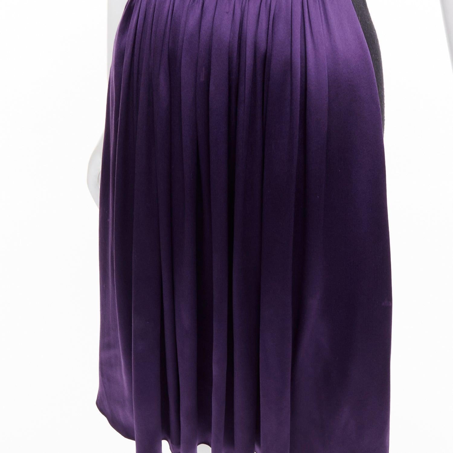 LANVIN 2006 Runway purple nude silk gathered panelled cocktail dress FR36 S For Sale 2