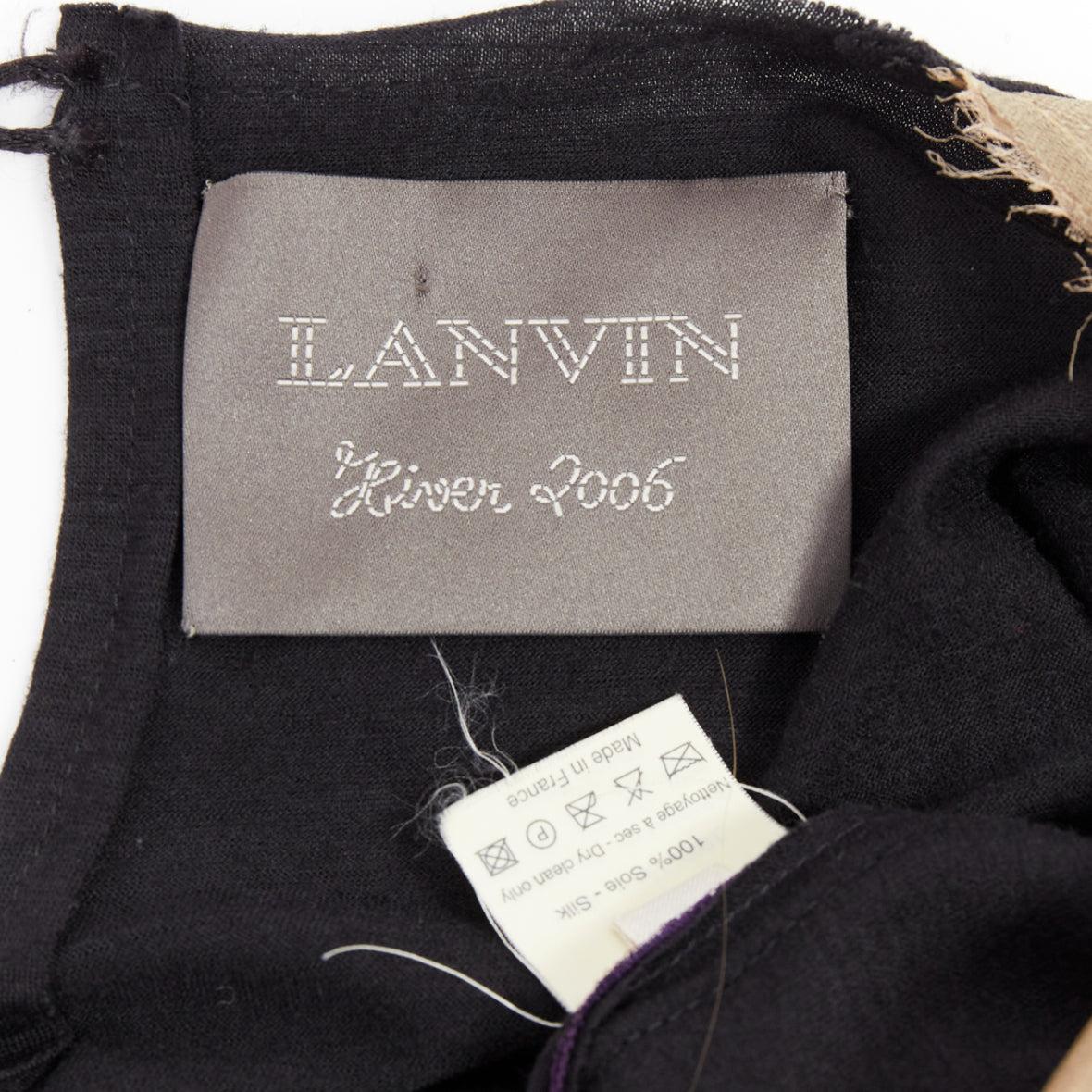 LANVIN 2006 Runway purple nude silk gathered panelled cocktail dress FR36 S For Sale 3