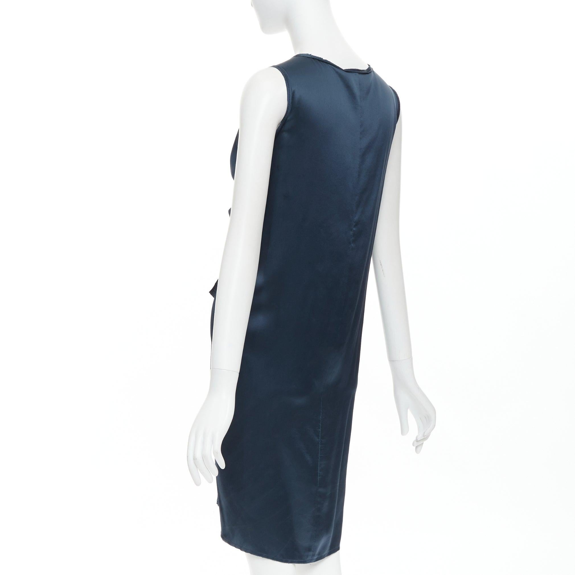 LANVIN 2007  Alber Elbaz  midnight blue silk gathered ruched draped dress FR38 M For Sale 1