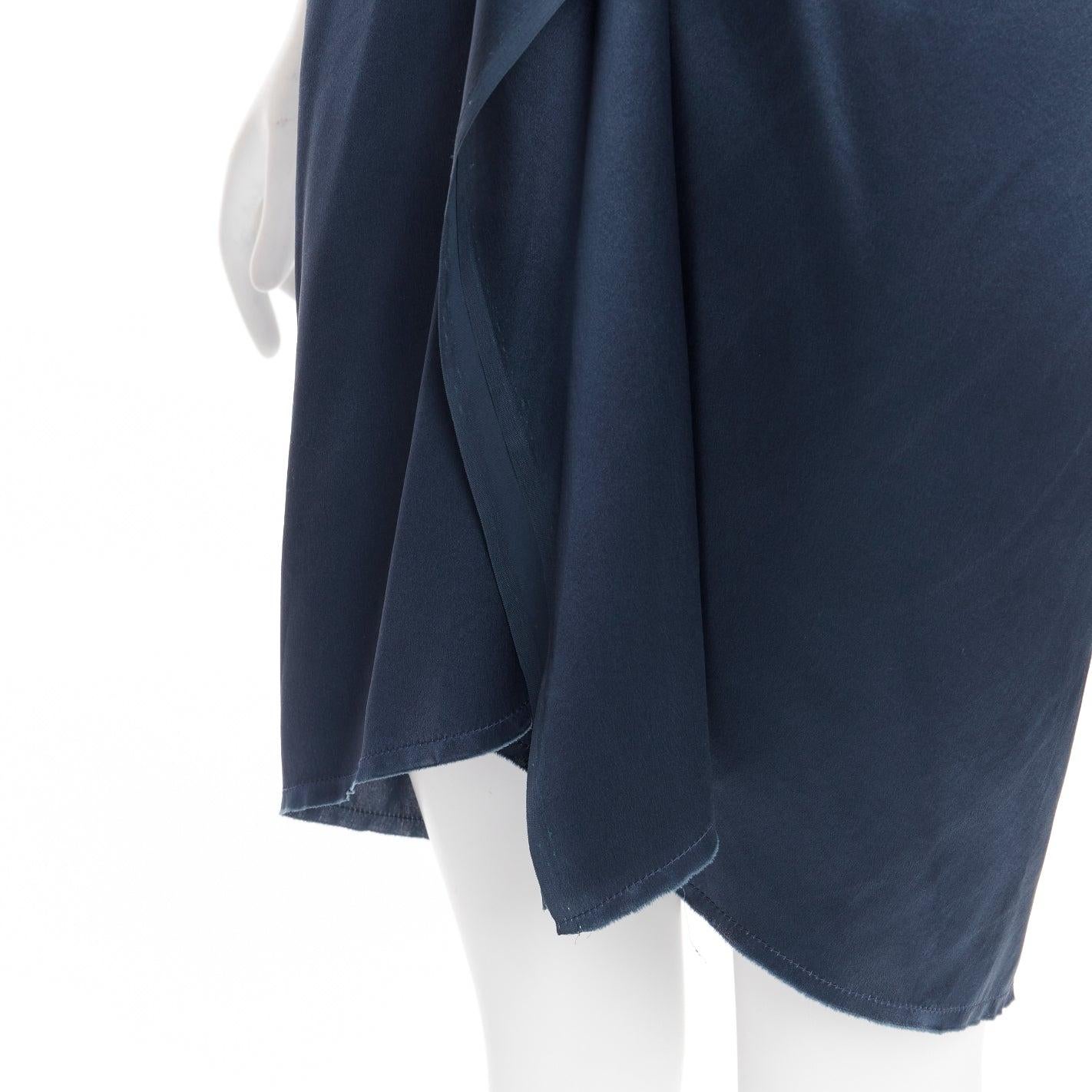 LANVIN 2007  Alber Elbaz  midnight blue silk gathered ruched draped dress FR38 M For Sale 2
