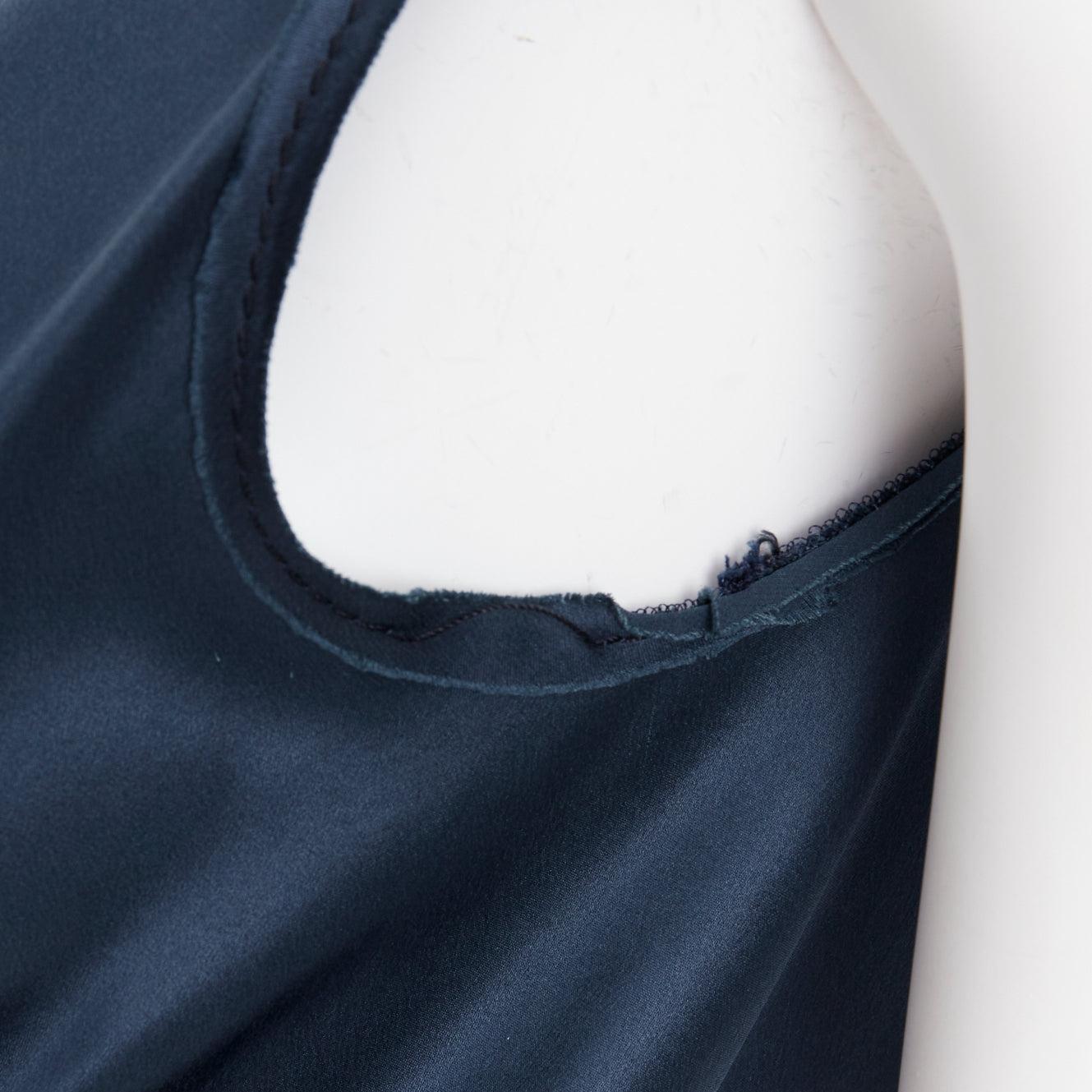 LANVIN 2007  Alber Elbaz  midnight blue silk gathered ruched draped dress FR38 M For Sale 3