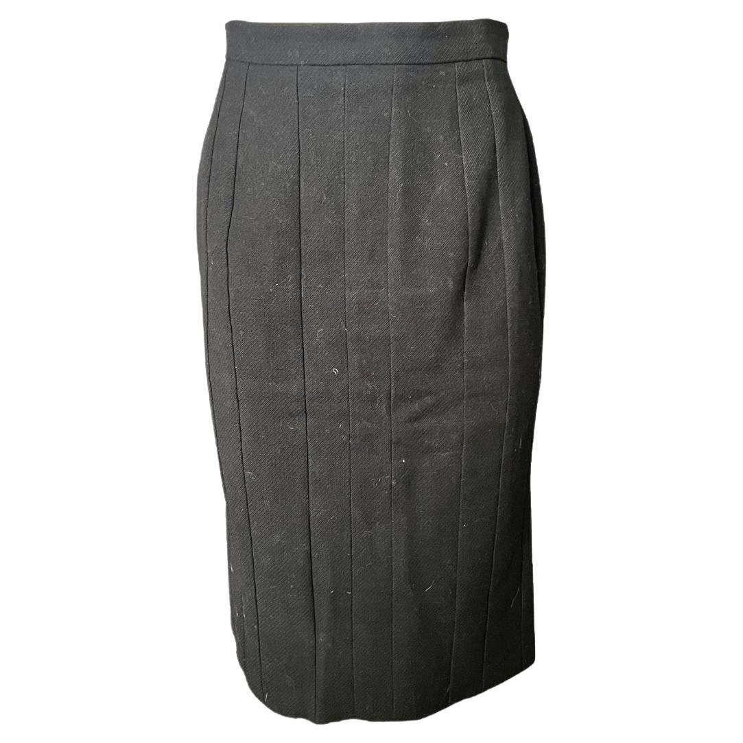 Lanvin 2007 Black Wool Skirt, Size 38 For Sale
