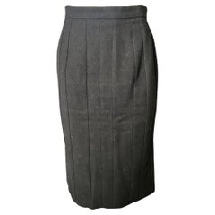 Lanvin 2007 Falda de Lana Negra, Talla 38