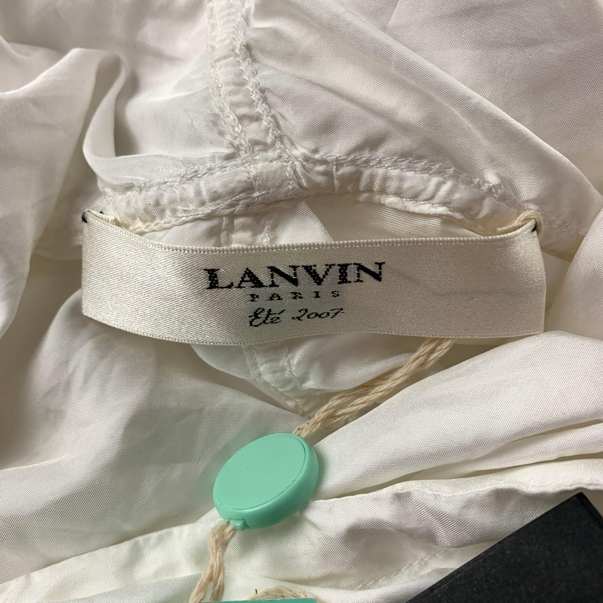 LANVIN 2007 by Alber Elbaz Size 6 White Polyester Casual Top 2