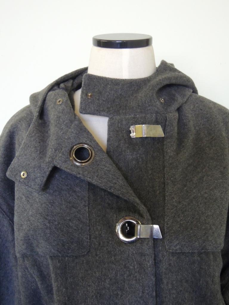Black Lanvin 2007 Hooded Wool Swing Top Crop Jacket For Sale