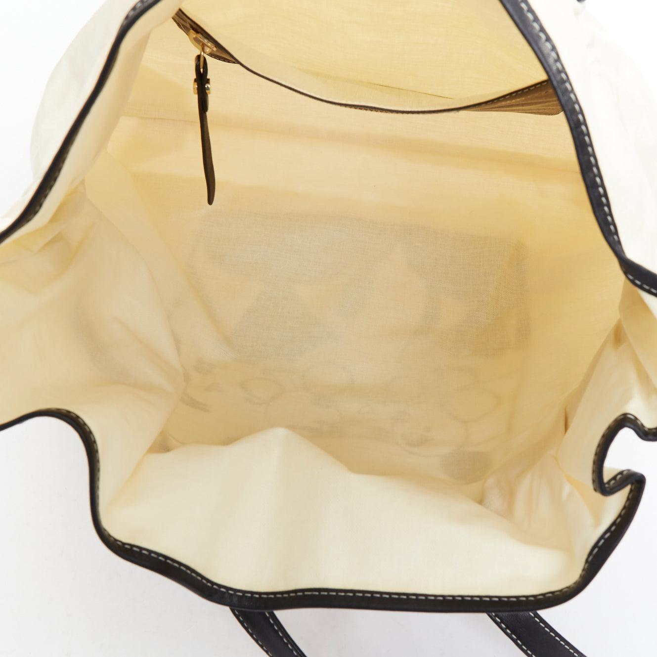 LANVIN 2008 beige coated canvas black drawstring cartoon print tote bag 4