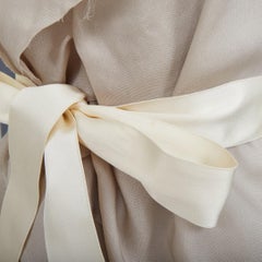 LANVIN 2008 light grey ruffle silk sleeveless bow belted mini dress FR34 XS