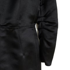 Lanvin 2008 Robe FR38 Alber Elbaz Black Silk Satin One Shoulder Dress UK10 US8