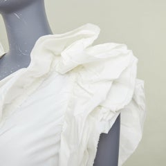 LANVIN 2008 Runway bridal cotton wrap front tiered ruffle sleeve dress FR36 S