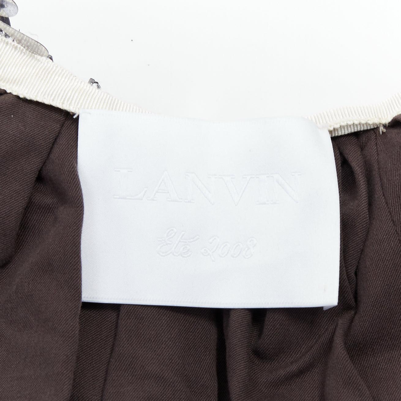 LANVIN 2008 Runway silver droplet pailettes sequin puff sleeve cropped jacket For Sale 3