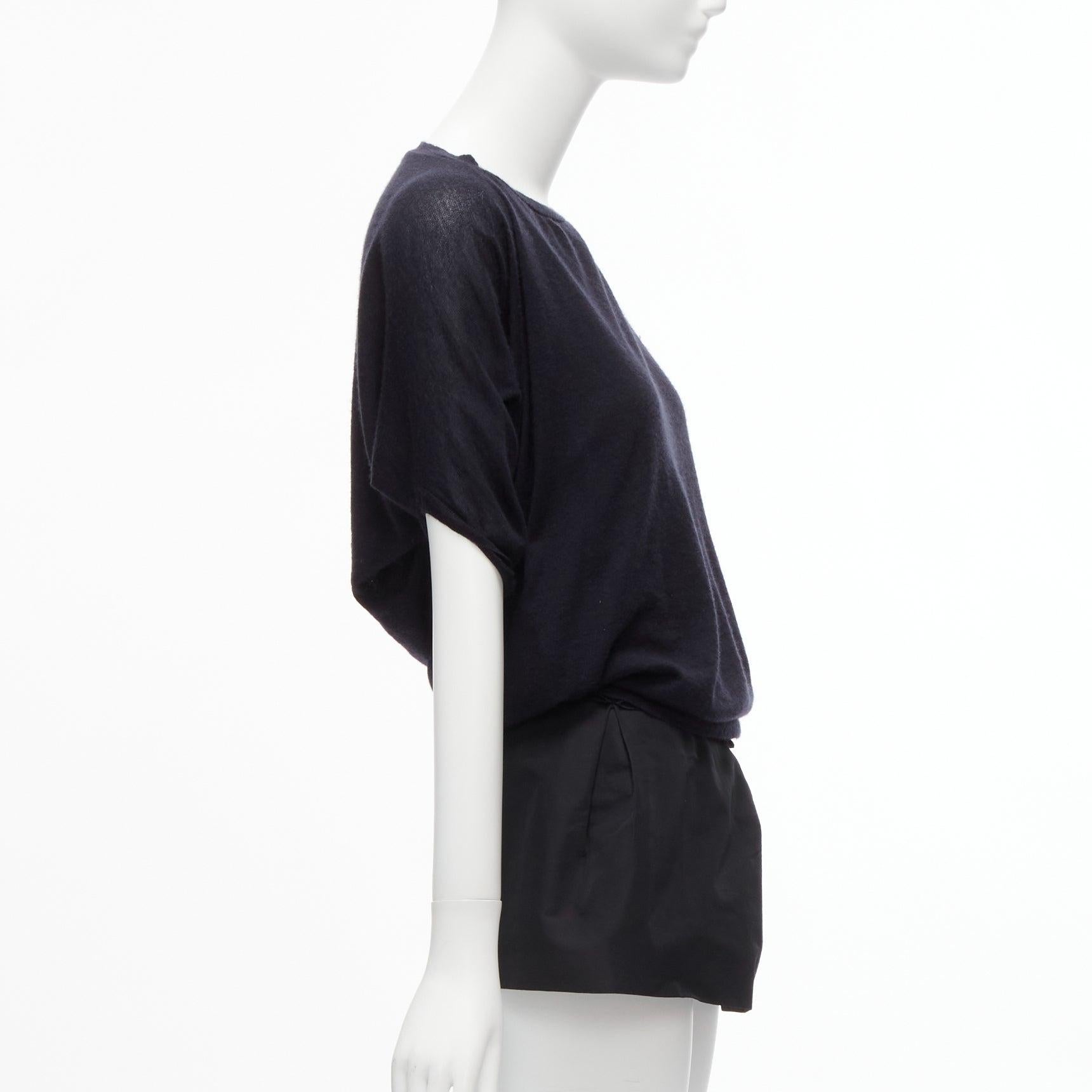 LANVIN 2009 100% cashmere silk contrast black layered tunic top FR34 XS In Good Condition For Sale In Hong Kong, NT