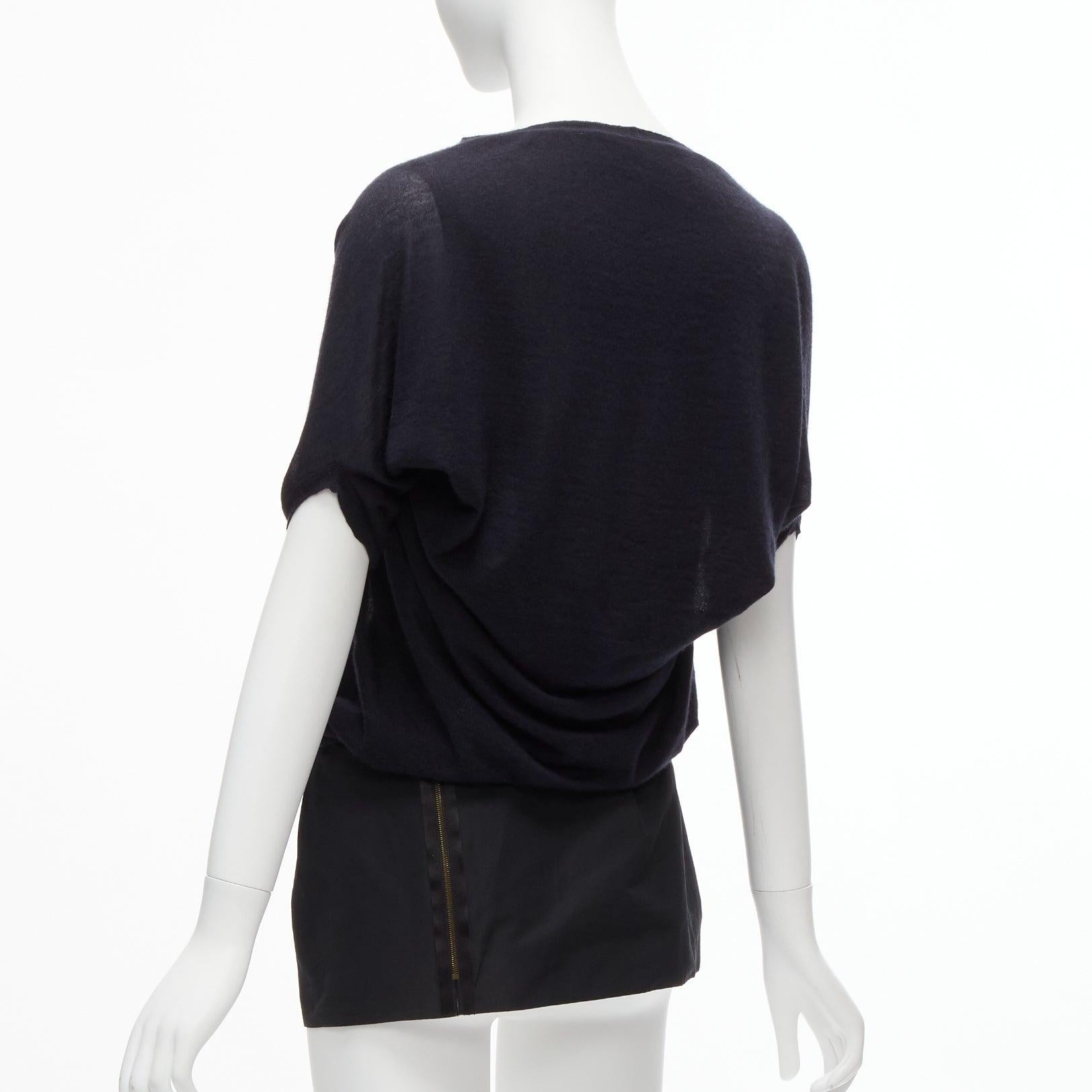 LANVIN 2009 100% cashmere silk contrast black layered tunic top FR34 XS For Sale 1