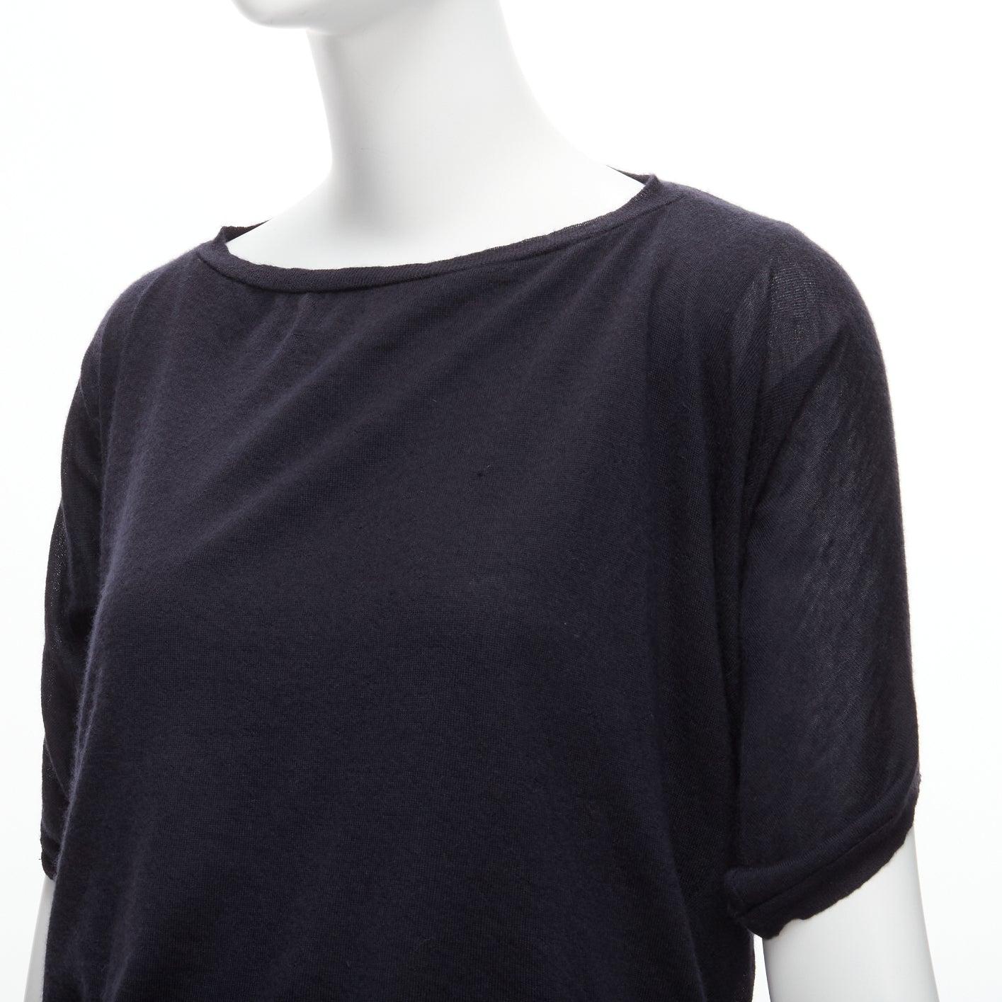 LANVIN 2009 100% cachemire, seta a contrasto nera, tunica a strati FR34 XS in vendita 2