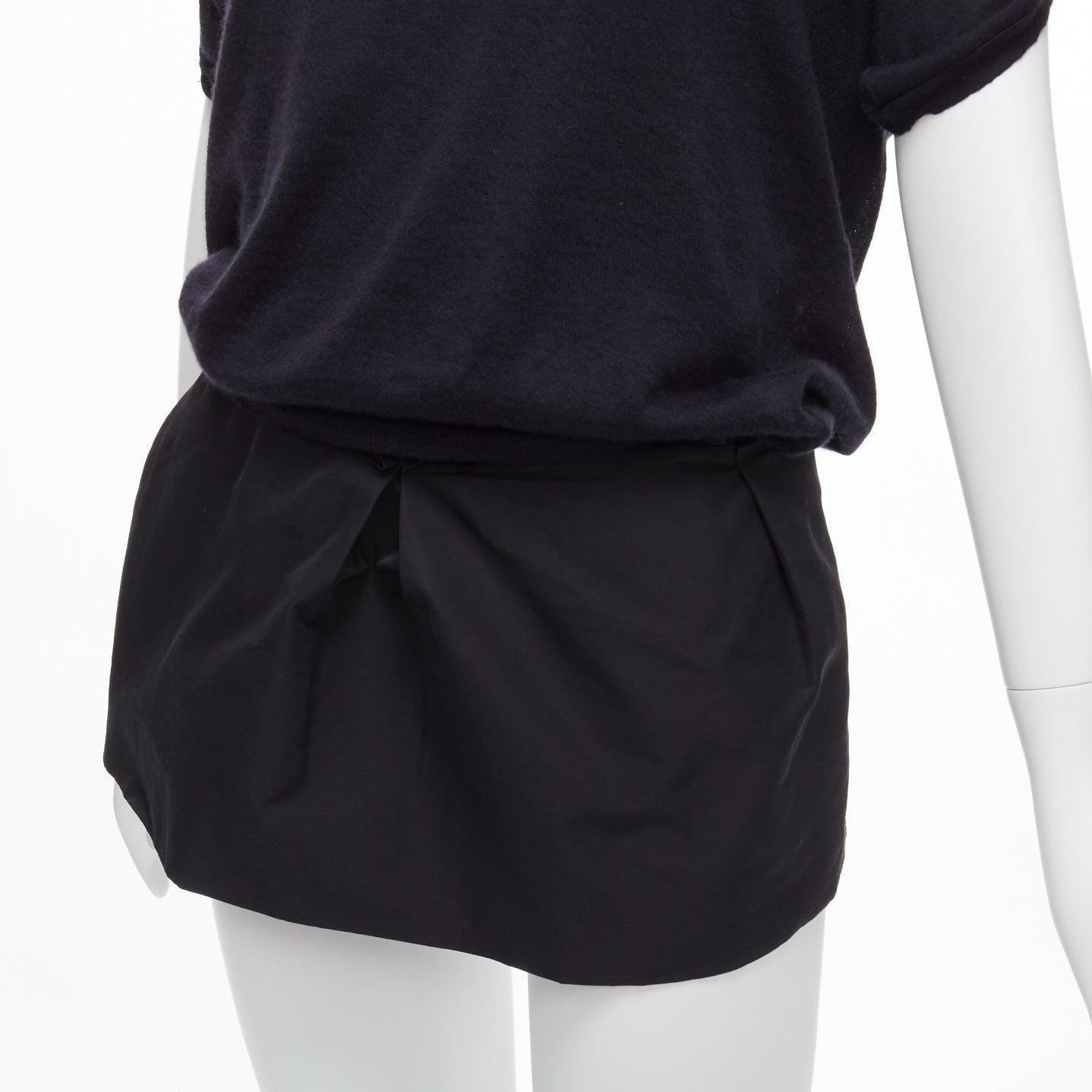 LANVIN 2009 100% cachemire, seta a contrasto nera, tunica a strati FR34 XS in vendita 3