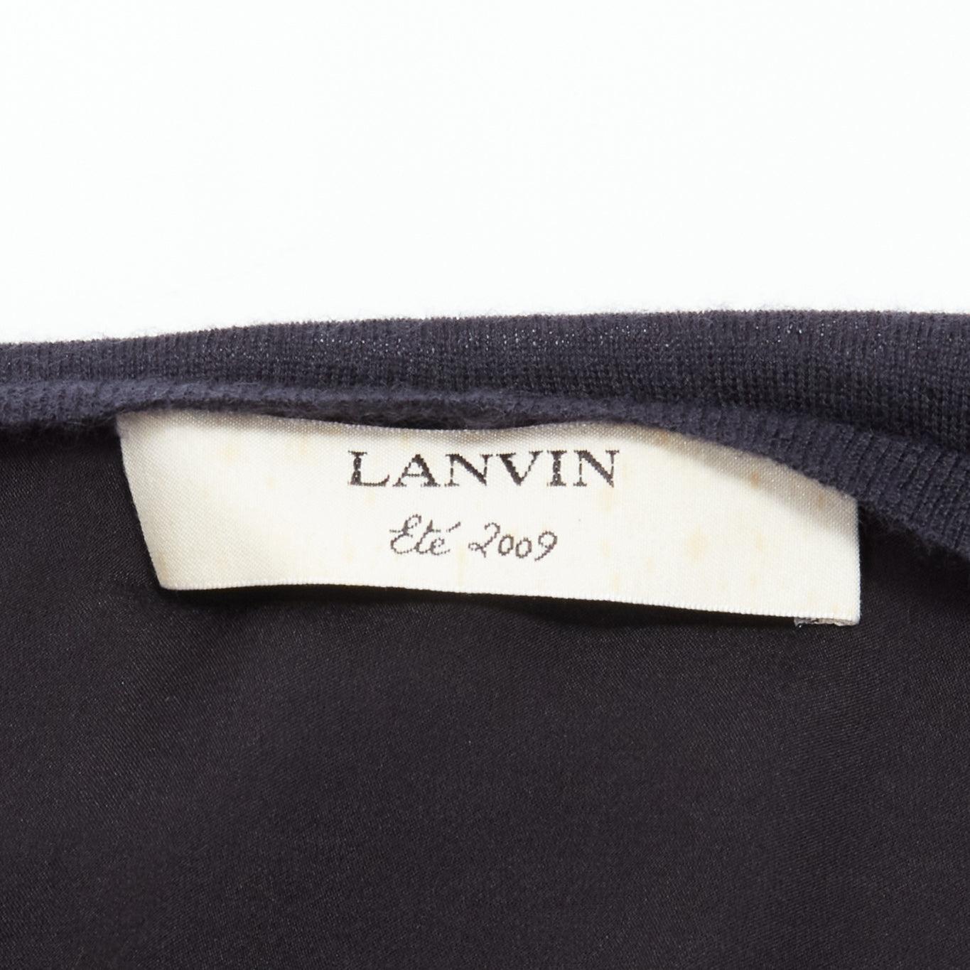 LANVIN 2009 100% Kaschmir Seide Kontrast schwarz geschichtetes Tunika-Top FR34 XS im Angebot 4