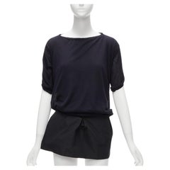 LANVIN 2009 100% cachemira seda contraste negro túnica a capas FR34 XS