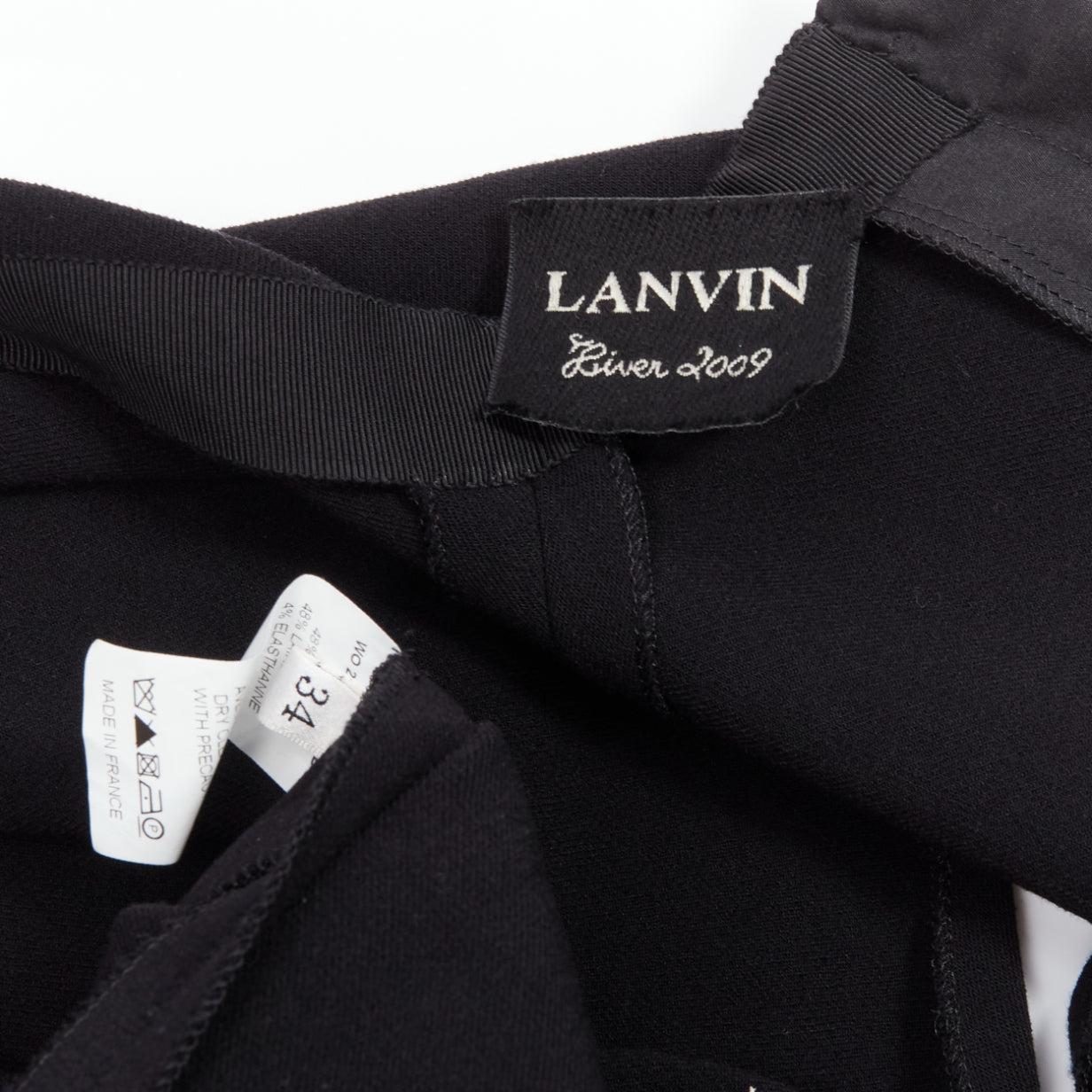 LANVIN 2009 black wool asymmetric twist neck cocktail dress FR34 XS 5
