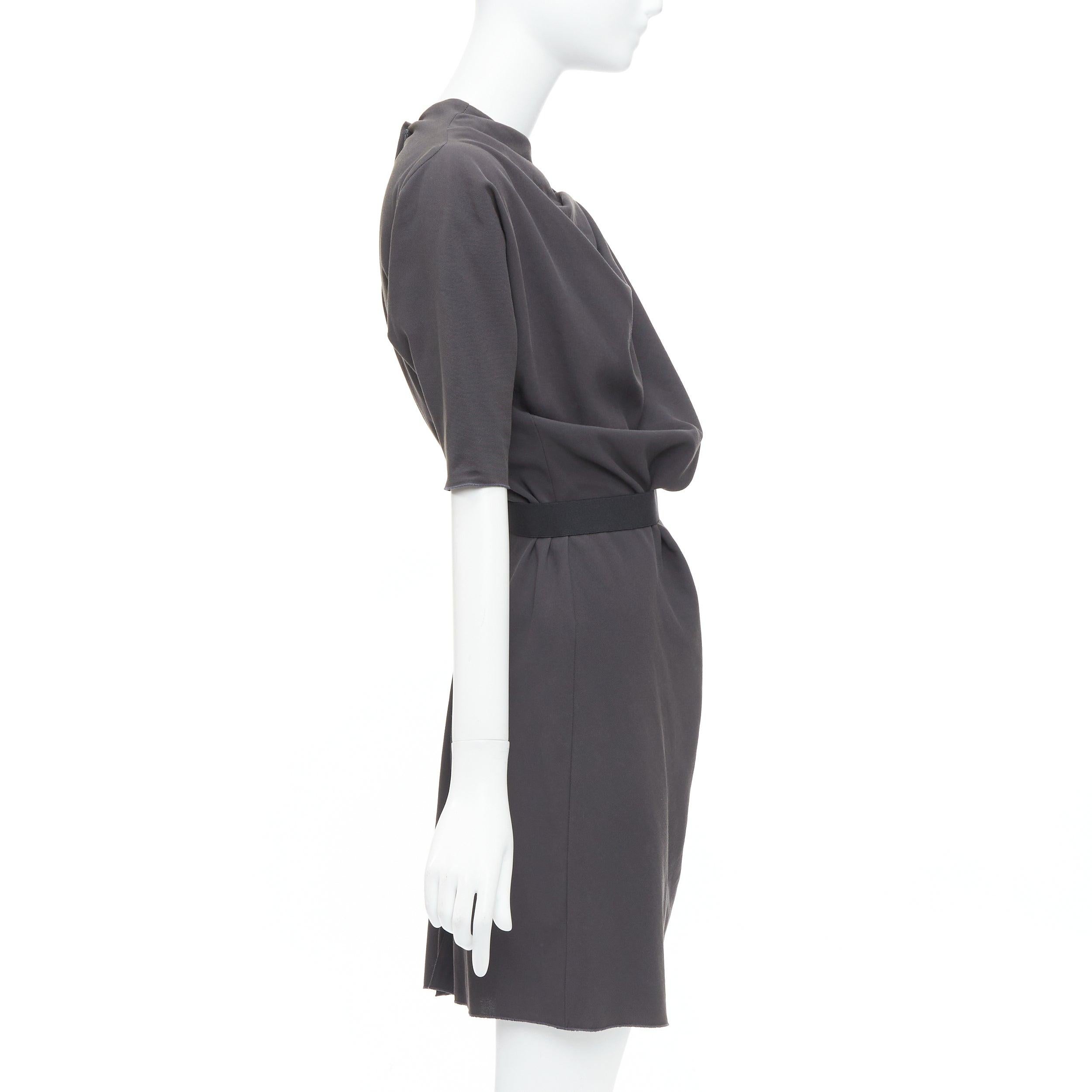 LANVIN 2009 abito grigio asimmetrico drappeggiato e arricciato con cintura FR34 XS In condizioni buone a Hong Kong, NT