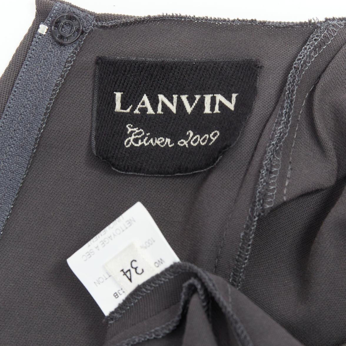LANVIN 2009 abito grigio asimmetrico drappeggiato e arricciato con cintura FR34 XS 3