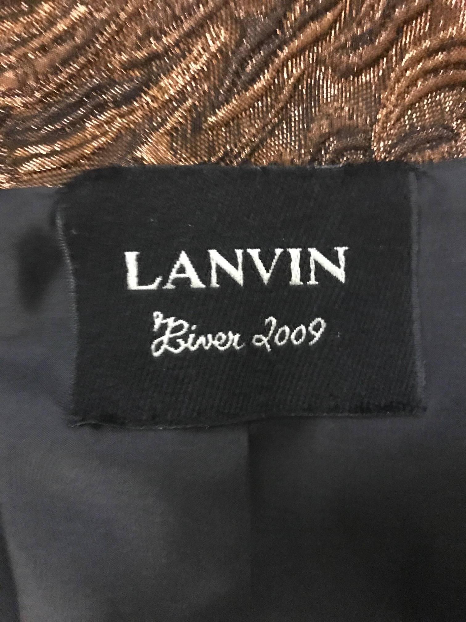 Women's Lanvin 2009 Metallic Copper Raised Floral Brocade Cape Jacket by Alber Elbaz For Sale