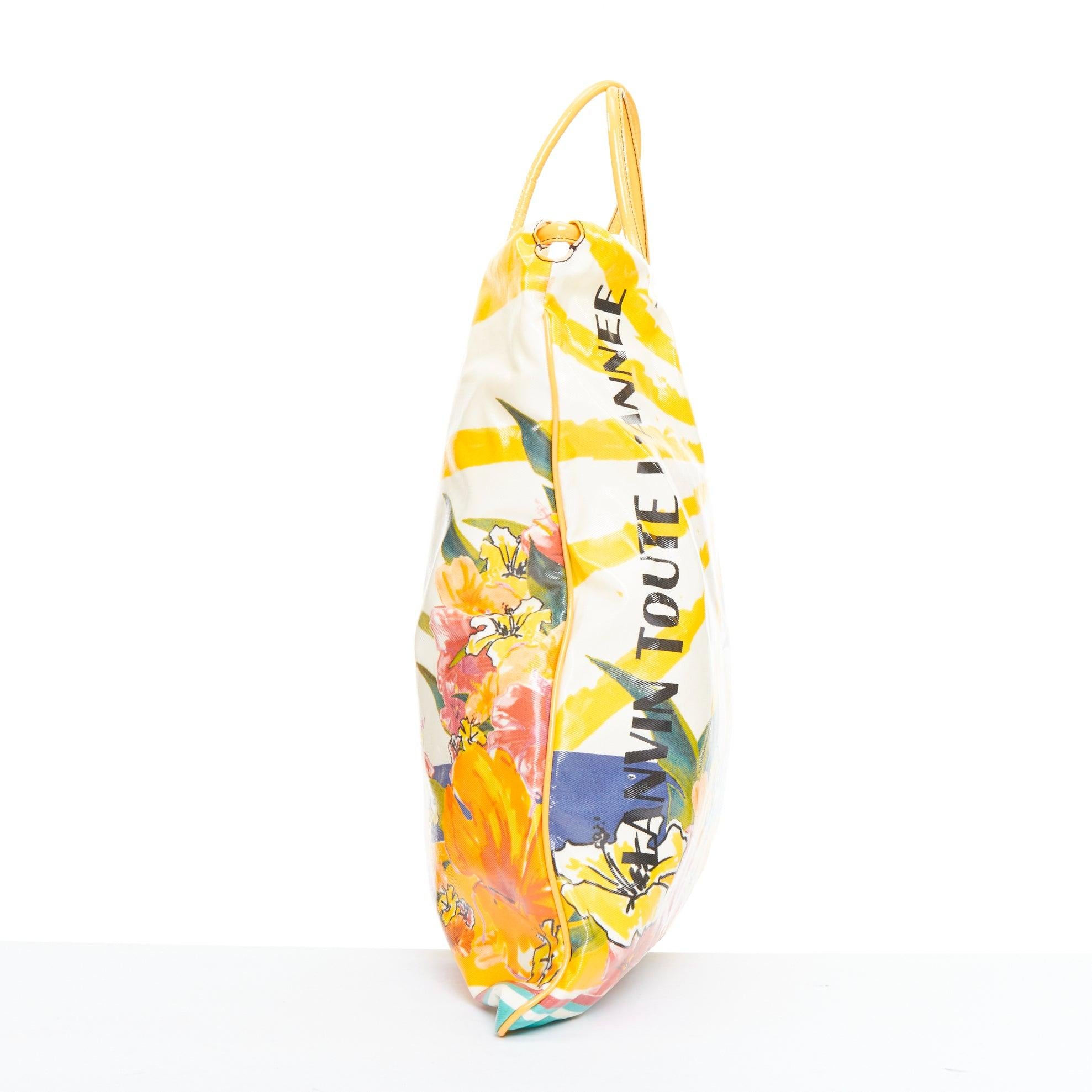 LANVIN 2009 yellow toute lannee print laminated canvas tote bag In Excellent Condition For Sale In Hong Kong, NT