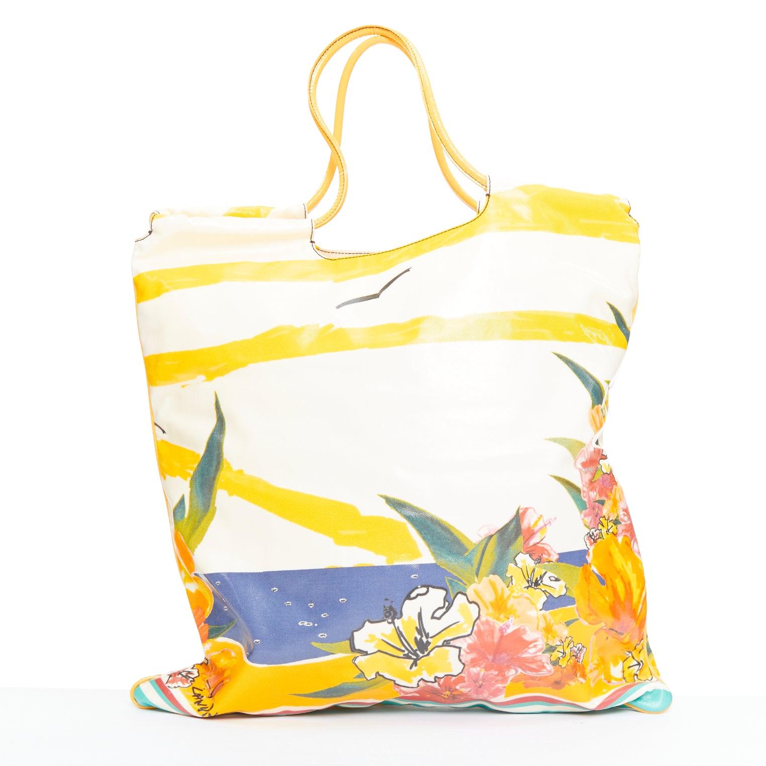 Women's LANVIN 2009 yellow toute lannee print laminated canvas tote bag For Sale